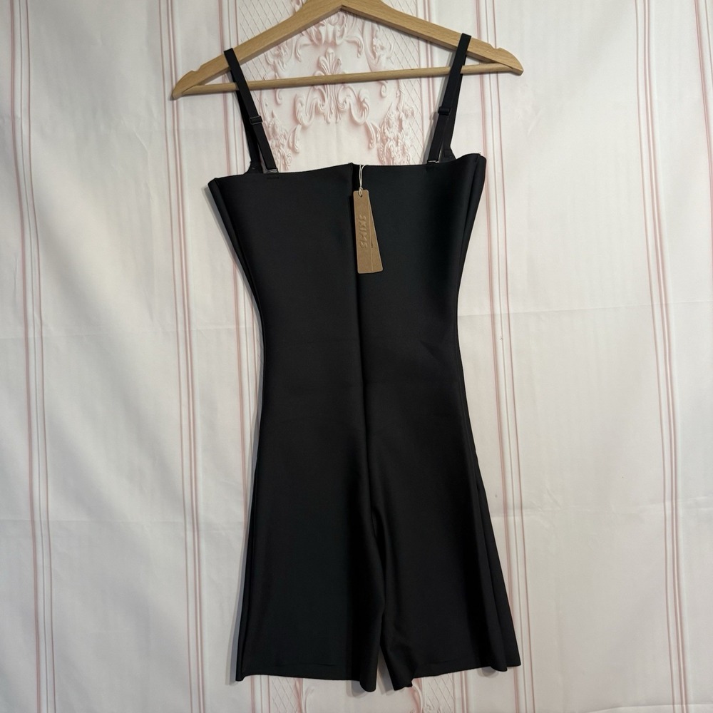 NWT SKIMS BODY ZONED OPEN BUST Mid Thigh BODYSUIT Onyx Black Size Large $88 - Picture 6 of 11